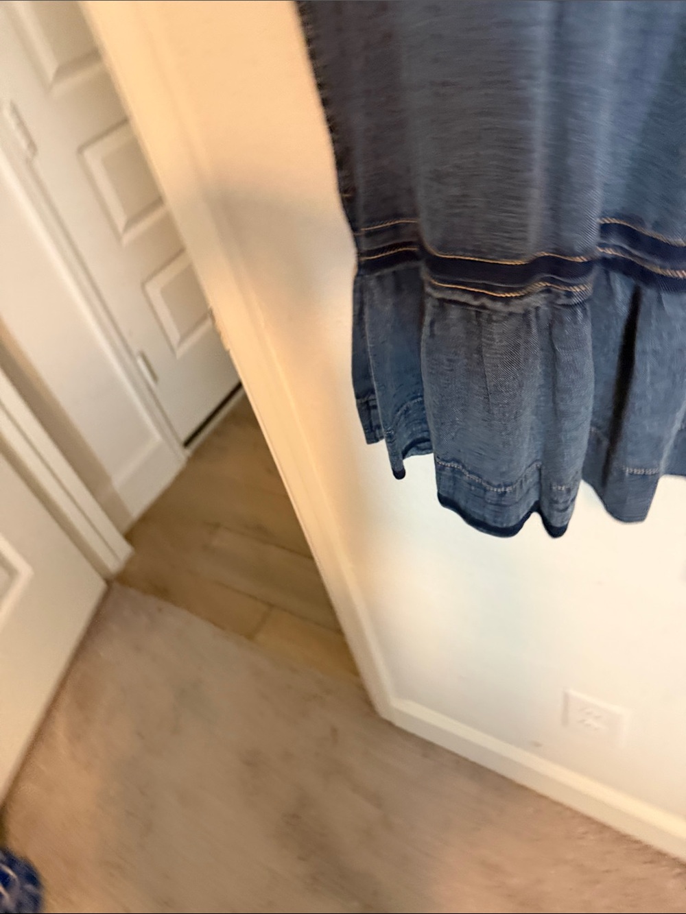 Anthropology Denim Tiered Short Sleeve Dress - Blue - Picture 8 of 9